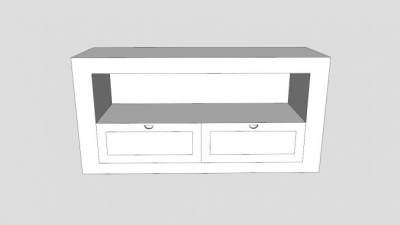 带抽屉的白色电视柜SU模型下载_sketchup草图大师SKP模型