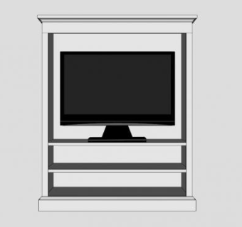 木头白色电视柜SU模型下载_sketchup草图大师SKP模型