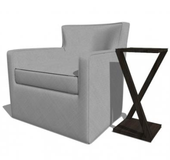 躺椅侧桌座椅SU模型下载_sketchup草图大师SKP模型