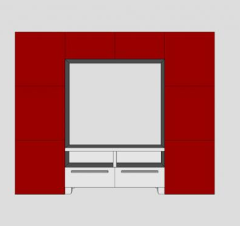 宜家现代红白色电视柜SU模型下载_sketchup草图大师SKP模型