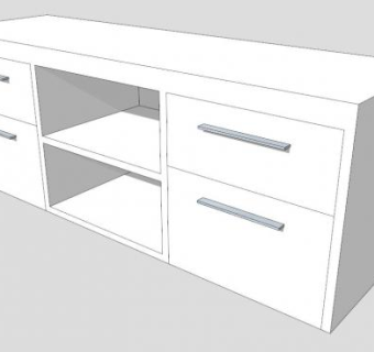 简欧白色现代电视柜SU模型下载_sketchup草图大师SKP模型