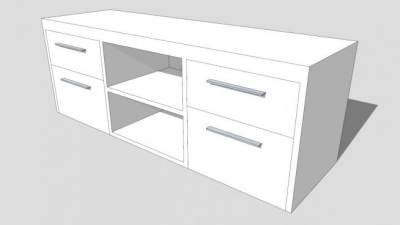 简欧白色现代电视柜SU模型下载_sketchup草图大师SKP模型