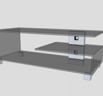 黑色玻璃时髦电视架SU模型下载_sketchup草图大师SKP模型