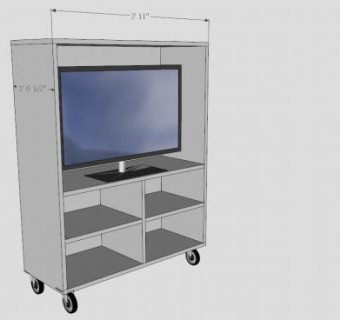 可定制移动电视柜SU模型下载_sketchup草图大师SKP模型