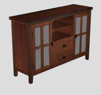 褐色中式风格电视柜SU模型下载_sketchup草图大师SKP模型