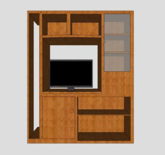 卧室实木电视柜SU模型下载_sketchup草图大师SKP模型