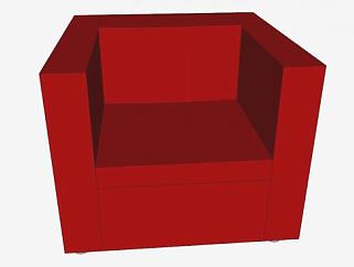 红色座椅舒适椅SU模型下载_sketchup草图大师SKP模型