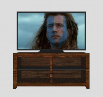 棕褐色实木电视柜SU模型下载_sketchup草图大师SKP模型