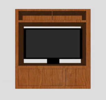 电视屏幕和木架电视柜SU模型下载_sketchup草图大师SKP模型