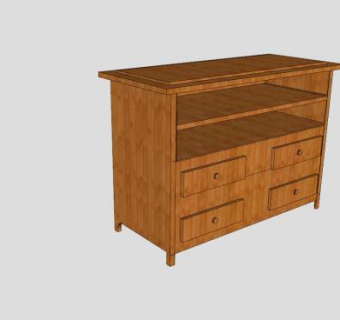 棕色实木中式电视柜SU模型下载_sketchup草图大师SKP模型