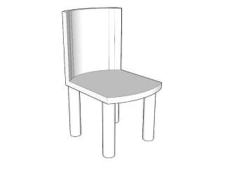 圆边椅白色座椅SU模型下载_sketchup草图大师SKP模型