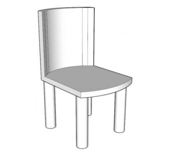 圆边椅白色座椅SU模型下载_sketchup草图大师SKP模型