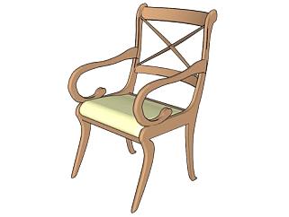把手单椅扶手椅SU模型下载_sketchup草图大师SKP模型