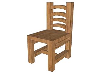 实木座椅我的椅子SU模型下载_sketchup草图大师SKP模型