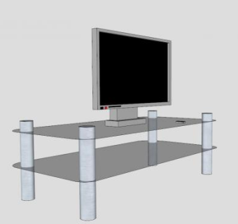 玻璃支架电视柜SU模型下载_sketchup草图大师SKP模型