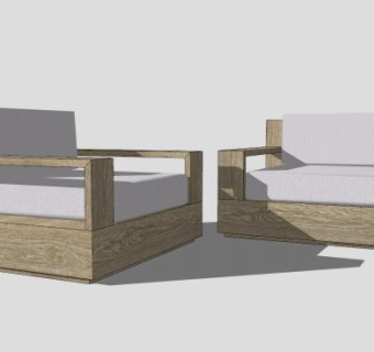 现代马贝拉柚木躺椅SU模型下载_sketchup草图大师SKP模型
