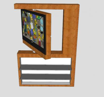 墙壁电视柜墙组合柜SU模型下载_sketchup草图大师SKP模型