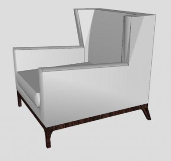白色侧翼扶手椅SU模型下载_sketchup草图大师SKP模型