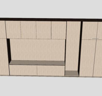 整面墙电视柜SU模型下载_sketchup草图大师SKP模型