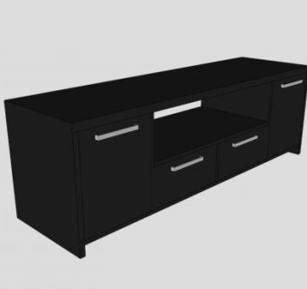 缓冲黑色电视柜SU模型下载_sketchup草图大师SKP模型