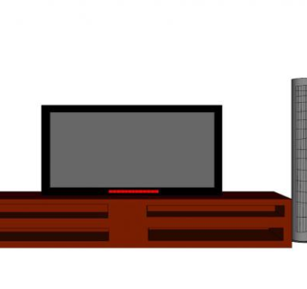 等离子电视和木质电视柜SU模型下载_sketchup草图大师SKP模型