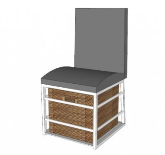 带储藏室灰色椅SU模型下载_sketchup草图大师SKP模型