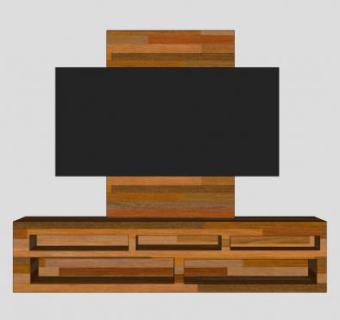 高光泽度木材电视柜SU模型下载_sketchup草图大师SKP模型