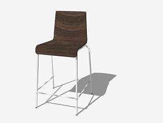 棕色座椅Blu Dot柜台SU模型下载_sketchup草图大师SKP模型