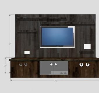 别墅客厅电视柜SU模型下载_sketchup草图大师SKP模型