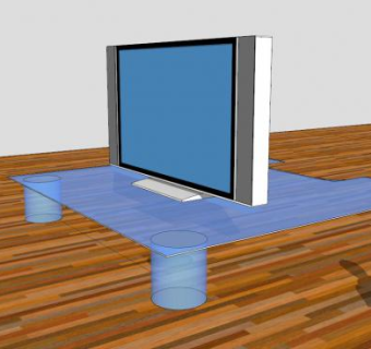 玻璃蓝色电视柜SU模型下载_sketchup草图大师SKP模型