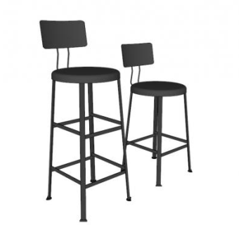 灰色高脚低背座椅SU模型下载_sketchup草图大师SKP模型