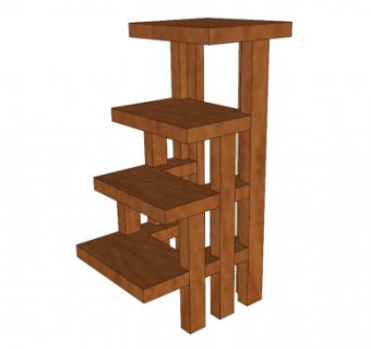 非折叠梯座椅SU模型下载_sketchup草图大师SKP模型