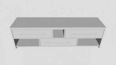 欧式风格纯白色电视柜SU模型下载_sketchup草图大师SKP模型