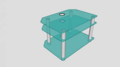 玻璃绿色电视柜SU模型下载_sketchup草图大师SKP模型