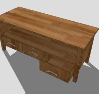 抽屉木制电视柜SU模型下载_sketchup草图大师SKP模型