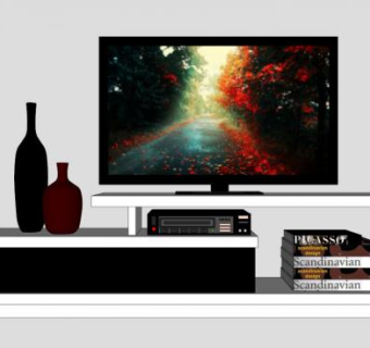 现代化的电视柜SU模型下载_sketchup草图大师SKP模型