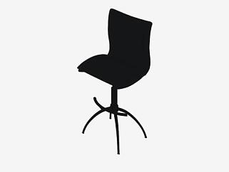 黑色座椅可调高旋转杆凳SU模型下载_sketchup草图大师...