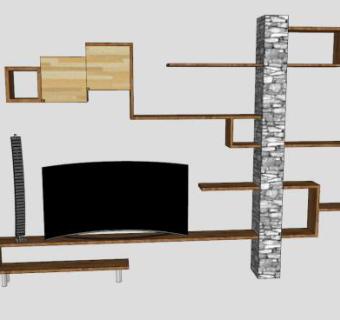 现代风格木制电视柜SU模型下载_sketchup草图大师SKP模型