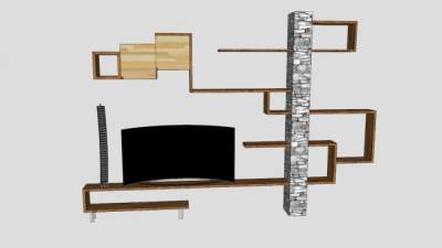 现代风格木制电视柜SU模型下载_sketchup草图大师SKP模型