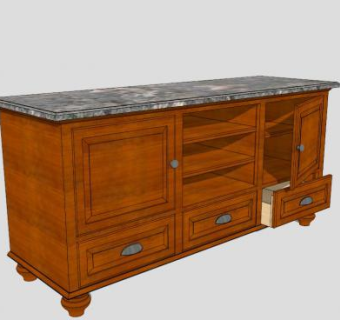 木制电视组合柜SU模型下载_sketchup草图大师SKP模型