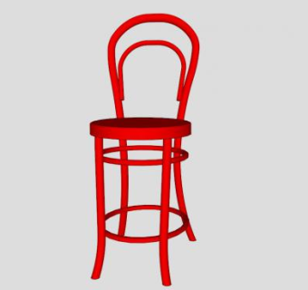 红色时代柜台凳SU模型下载_sketchup草图大师SKP模型