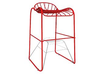 红色网杆椅SU模型下载_sketchup草图大师SKP模型