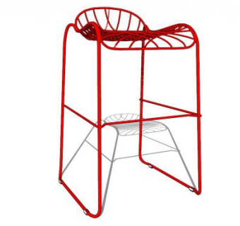红色网杆椅SU模型下载_sketchup草图大师SKP模型