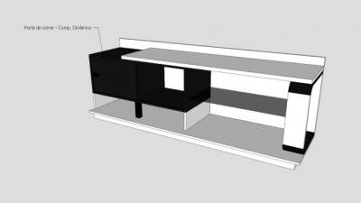 移动的滑动门电视柜SU模型下载_sketchup草图大师SKP模型