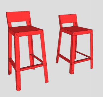 红色余裕凳席座椅SU模型下载_sketchup草图大师SKP模型