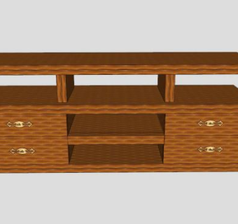 柚木木材的电视柜SU模型下载_sketchup草图大师SKP模型