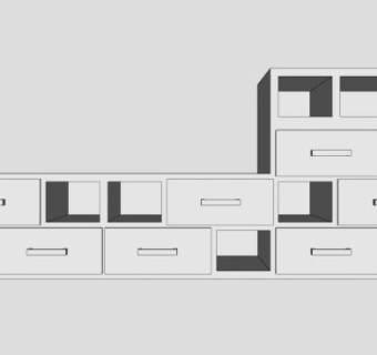 白色带抽屉电视柜SU模型下载_sketchup草图大师SKP模型