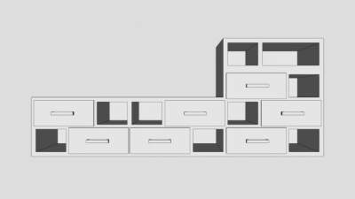 白色带抽屉电视柜SU模型下载_sketchup草图大师SKP模型