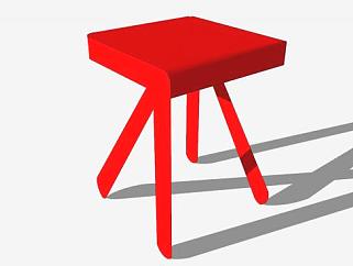 红色座椅箭头凳SU模型下载_sketchup草图大师SKP模型