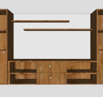 木制现代的电视柜SU模型下载_sketchup草图大师SKP模型
